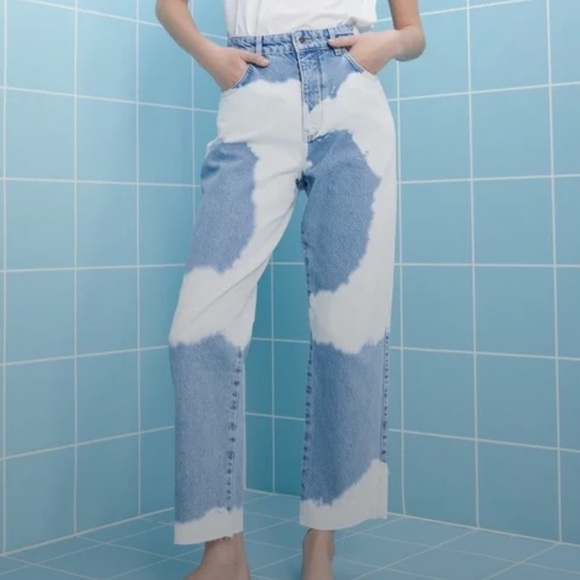 Zara Jeans Zara Bleached Fringe Leg High Waist Denim Jeans Poshmark